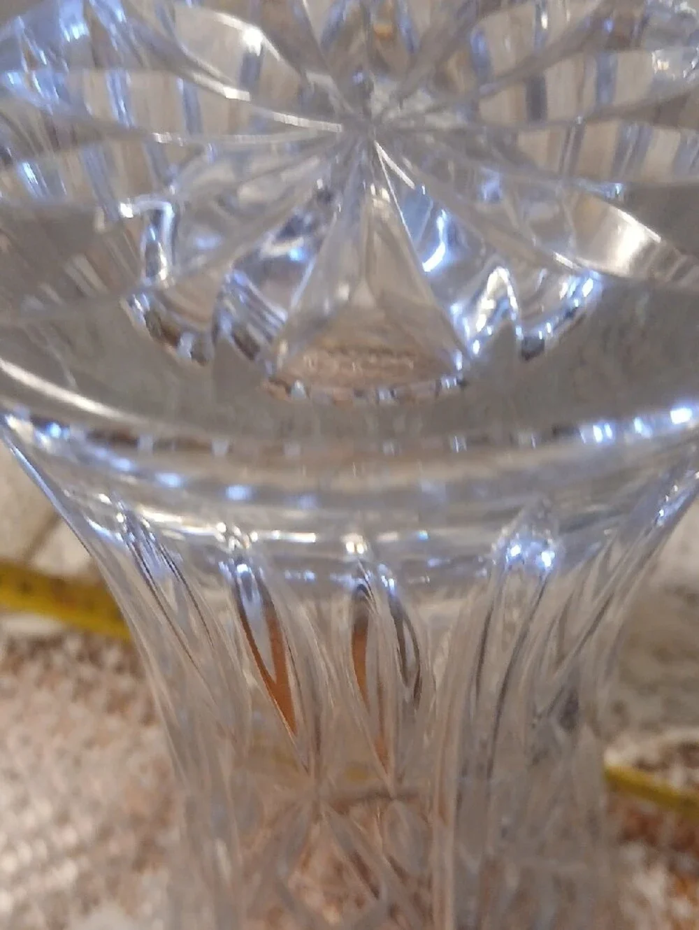 Crystal-Cut Clear Glass Vase.  Aprox 8 1/2